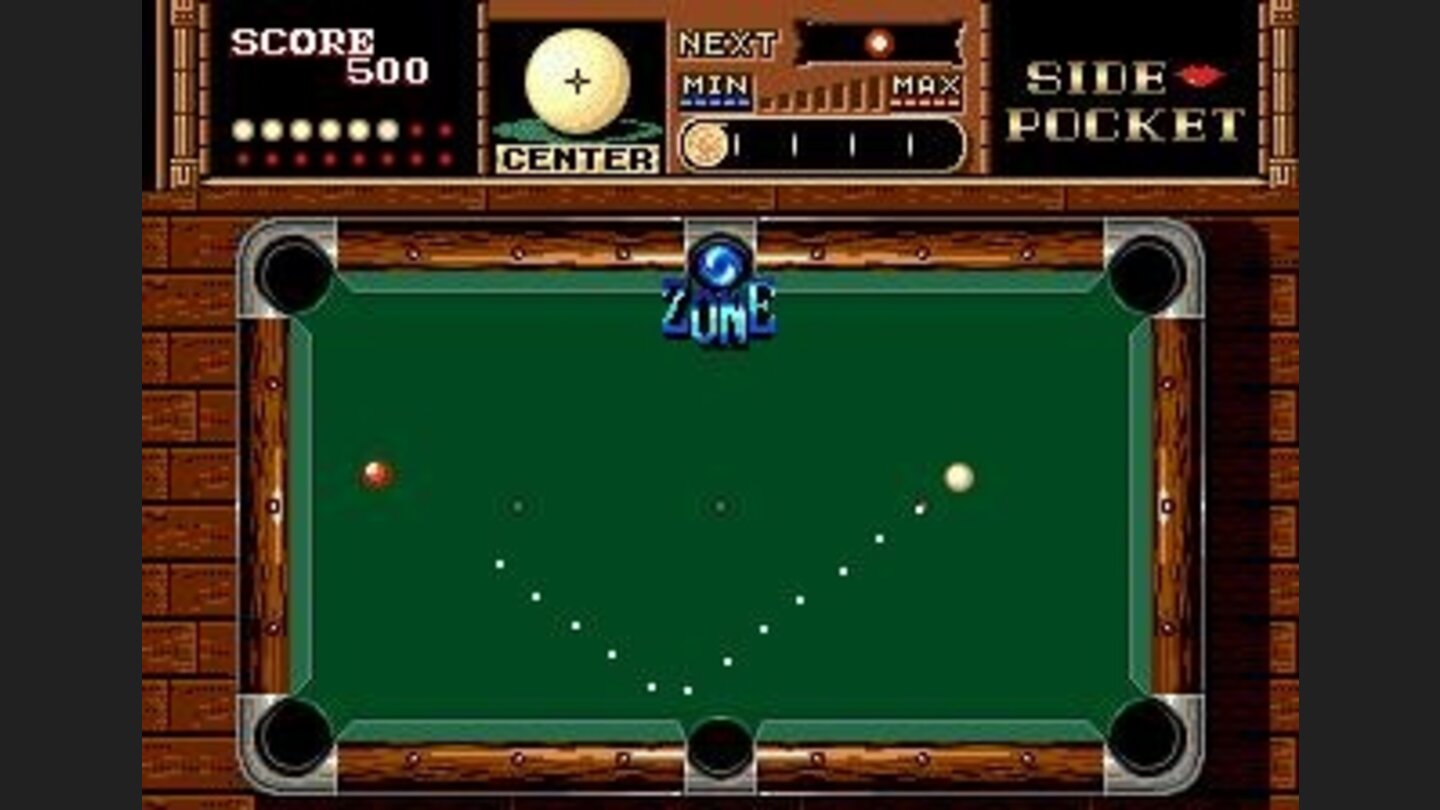 Preparing to sink the final ball: if you are really good, sink it where the ZONE mark appoints...