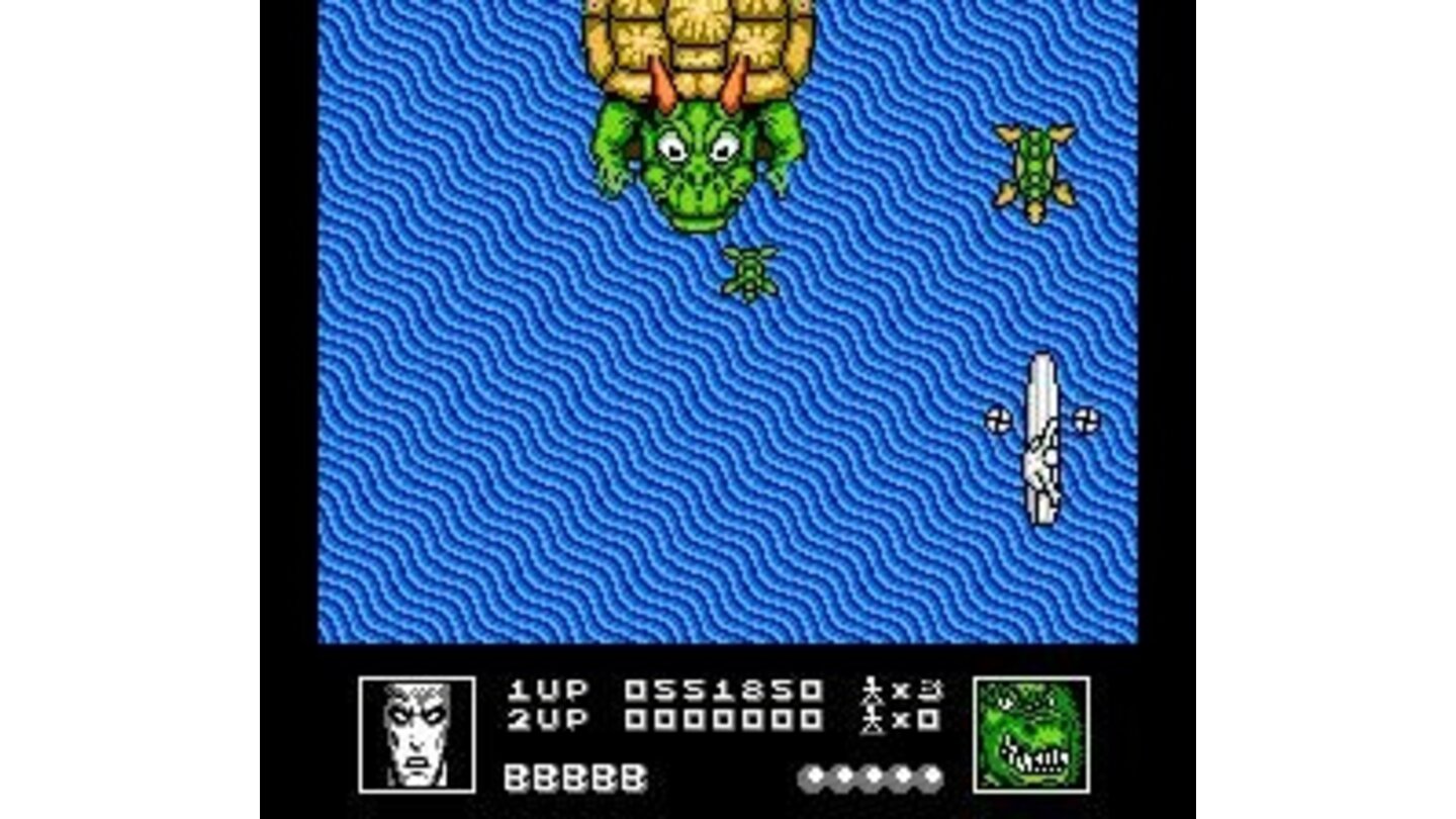 Battle with a giant turtle and his smaller turtle spawn.