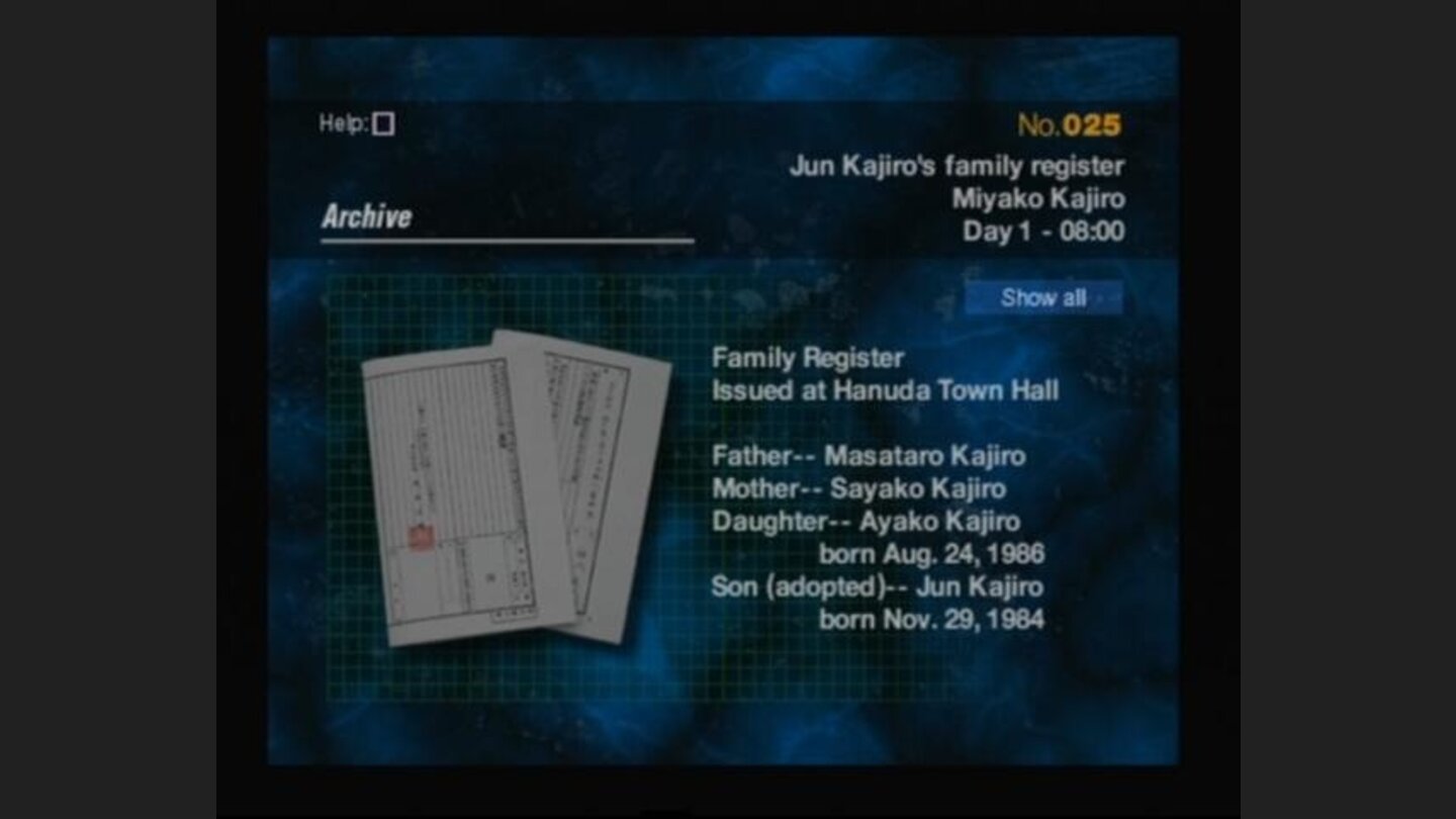 In the archive you can see every item picked by any of the characters you controlled so far