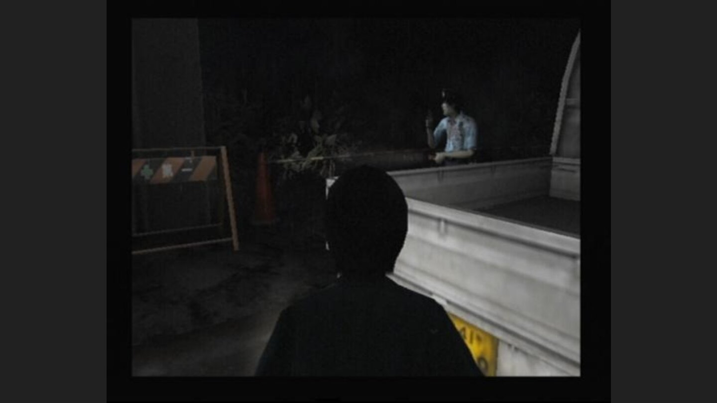 Hiding behind the truck from the zombie cop (duh, but with a flashlight turned on)