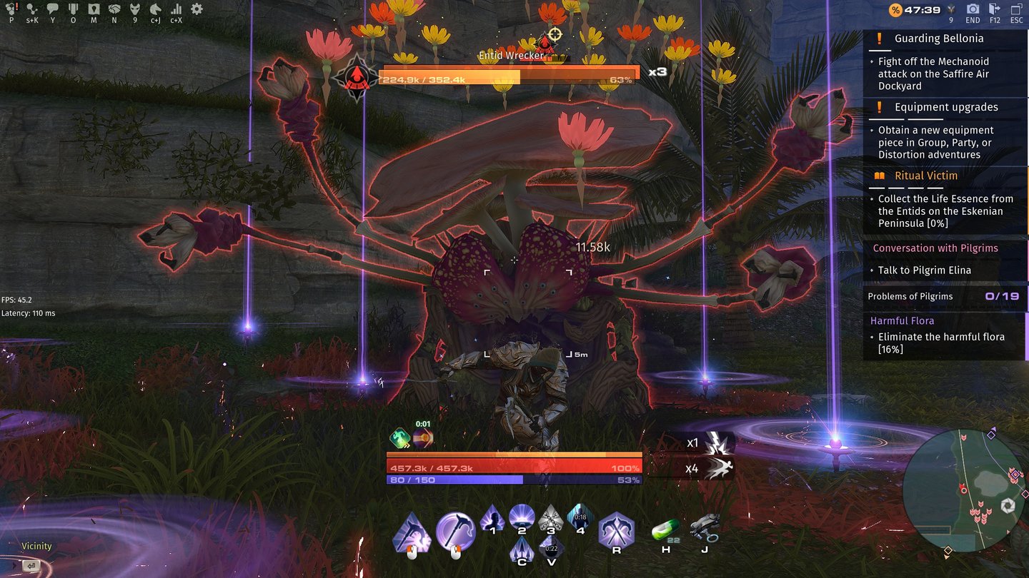 SkyforgeDieser Monsterpilz läuft durch die offene Spielwelt und hat drei Lebensbalken.