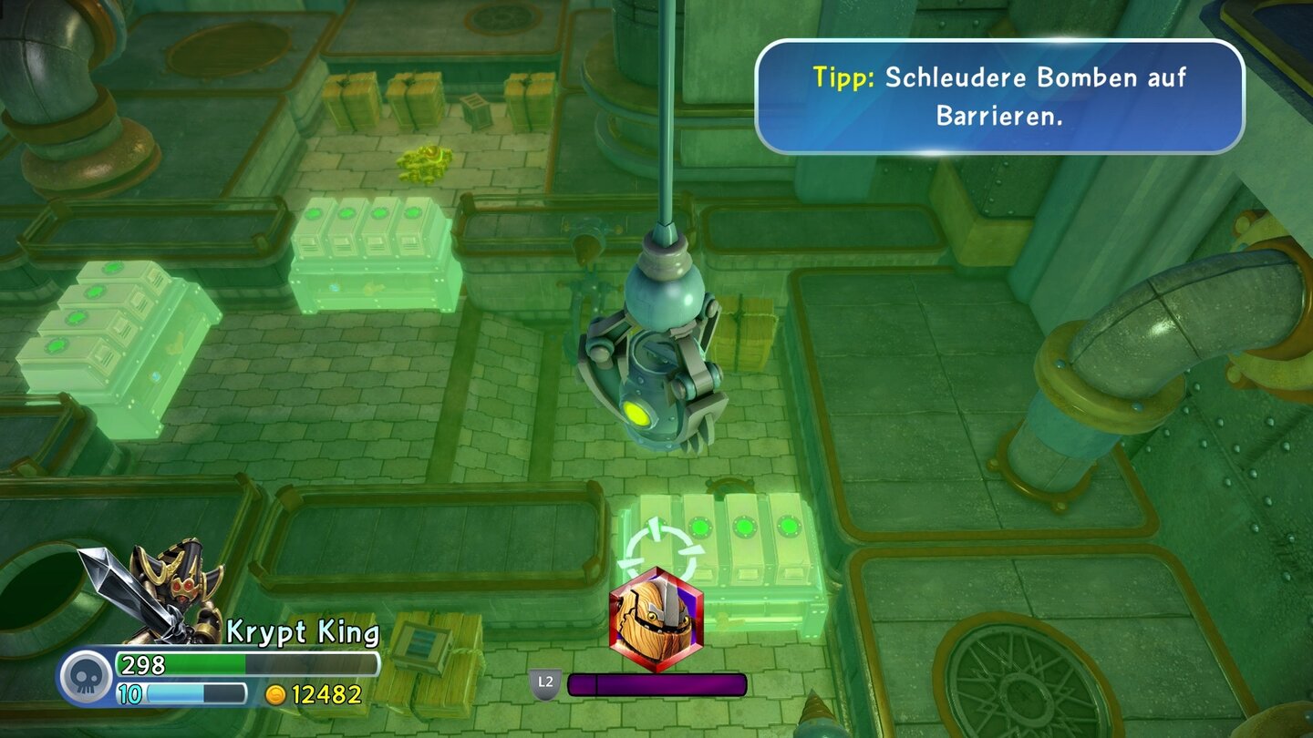 Skylanders Trap TeamMinispiele wie diese Greifhakenaufgabe lockern das Spielgeschehen auf.