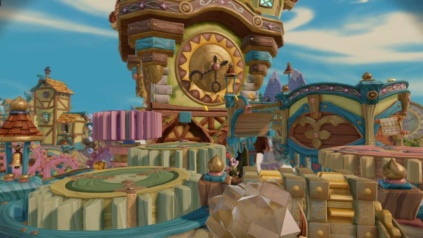 Skylanders Trap TeamDas Weltendesign ist ausgefallen und abwechslungsreich. Hier erobern wir eine riesige Kuckucksuhr.