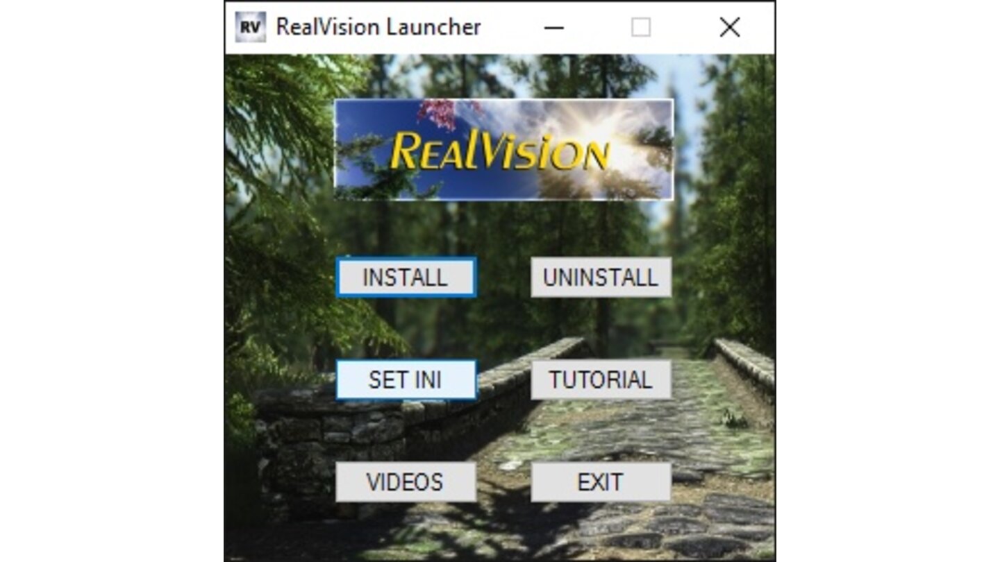 Nun navigieren wir im Skyrim Spiele-Ordner zu »...Data/RealVision_ENB_files«. Dort führen wir nun die »RV_launcher.exe« aus. Im Fenster klicken wir dann auf »Install« und bestätigen die Windows-UAC-Meldung mit »Ja«.
