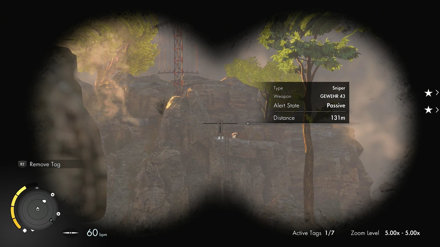 Sniper Elite 3Mit dem Fernglas kundschaften wir die Umgebung aus, markieren Feinde und erfahren mehr über ihre Ausrüstung.