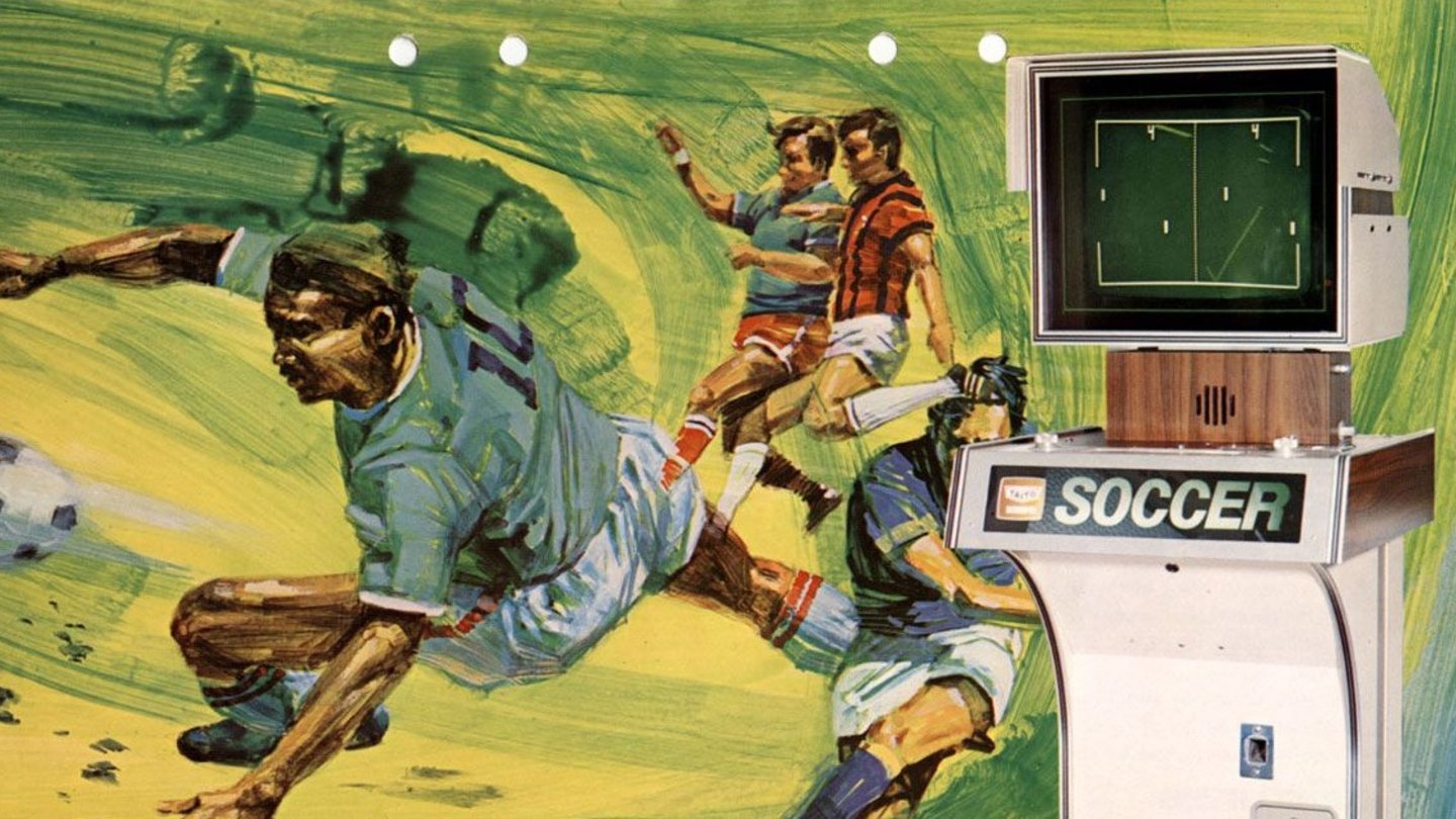 Soccer (1973)Taitos Pong-Klong vom Space-Invaders-Schöpfer Tomohiro Nishikado zählt zu den ganz frühen Arcade-Fußballspielen. Mehr ist damals technisch einfach noch nicht drin.