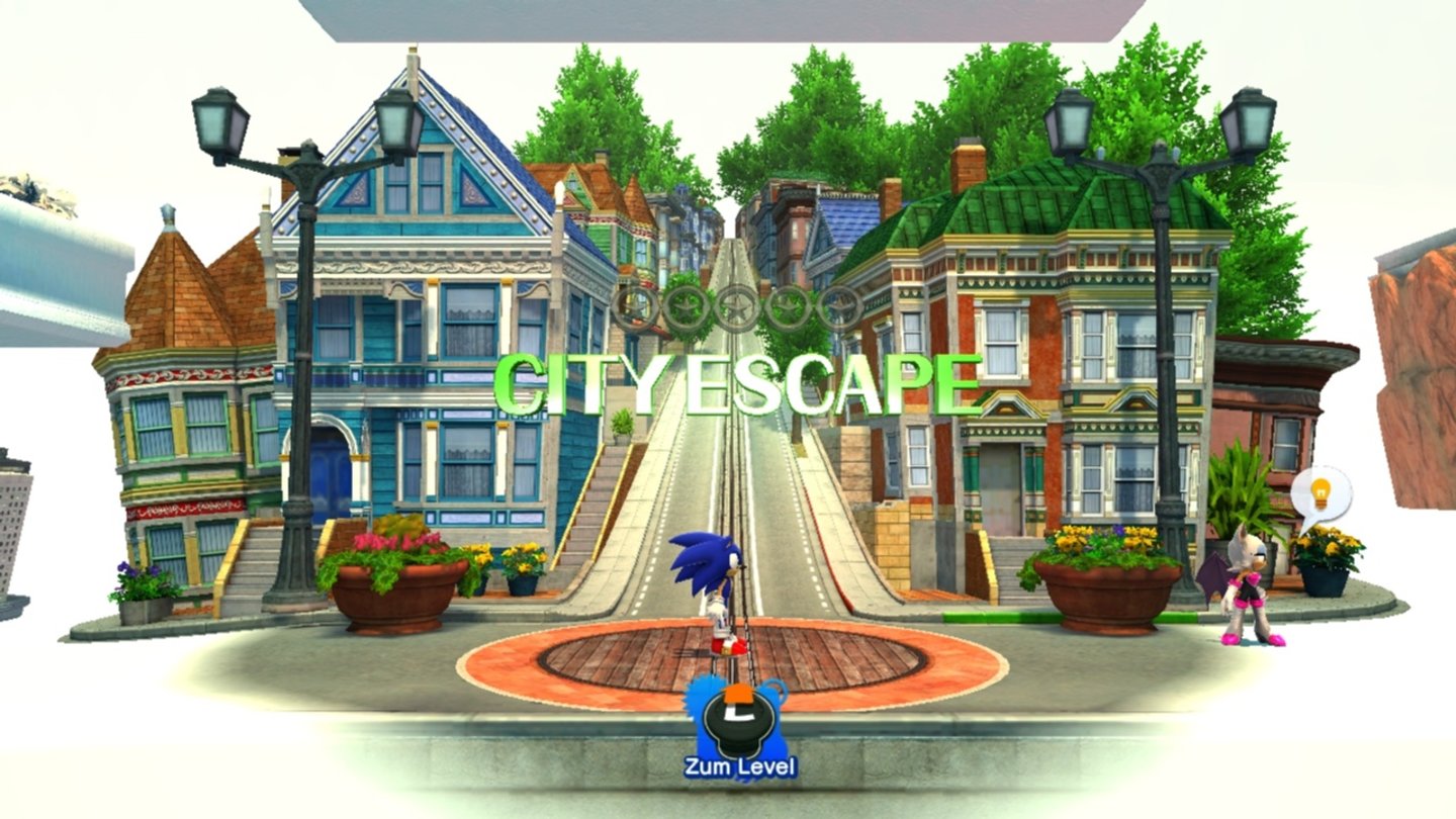Sonic GenerationsHaben wir ein Level in beiden Modi durchgespielt, erscheint die Levelauswahl wieder in kunterbunten Farben.