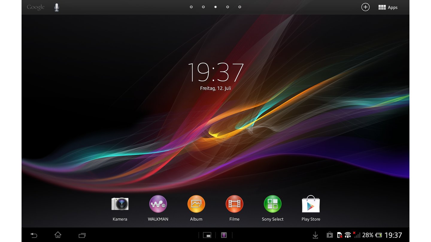 Sony Xperia Tablet Z - Homescreen
