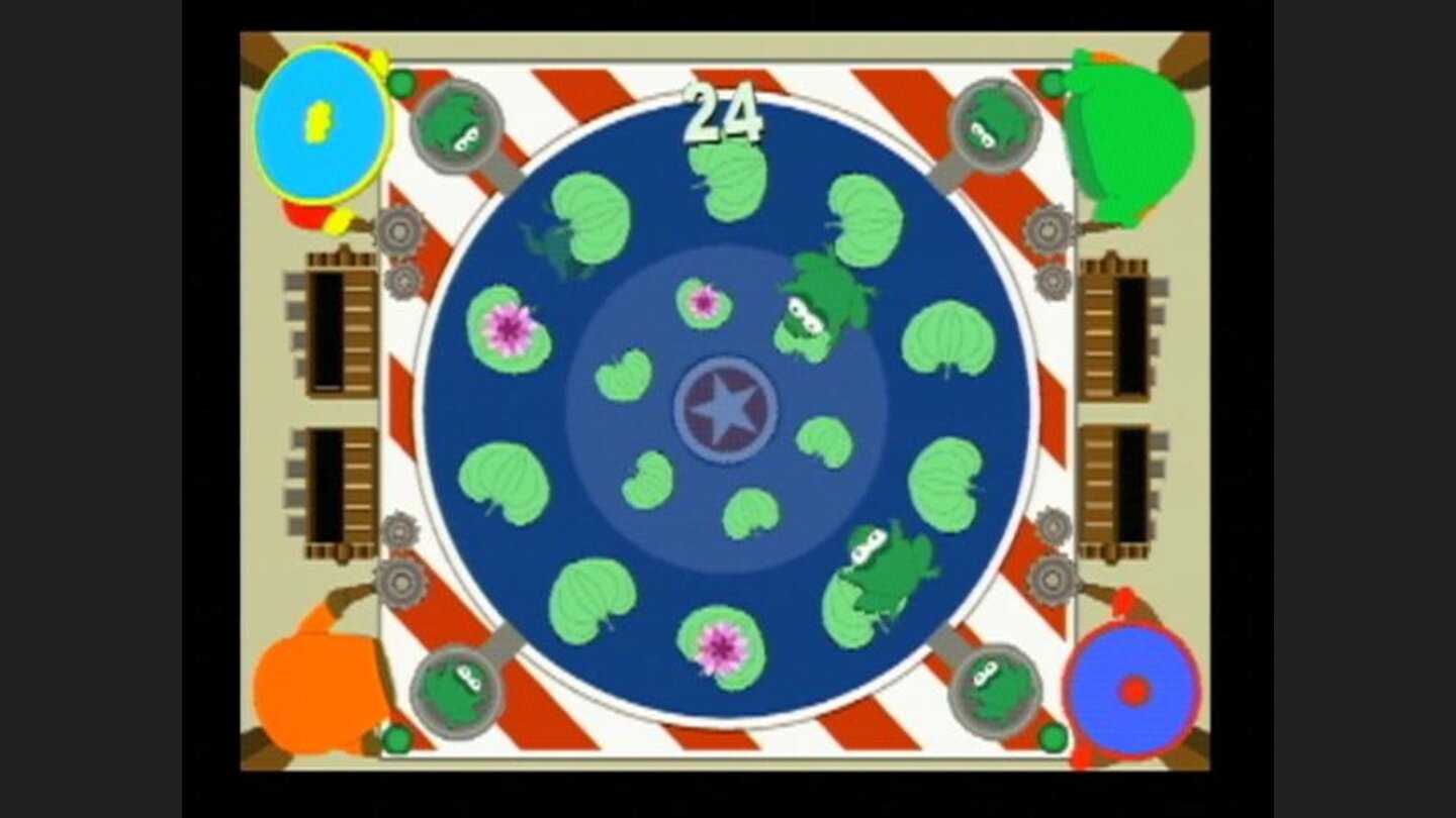 Mini game: get the frogs onto the lily pads!
