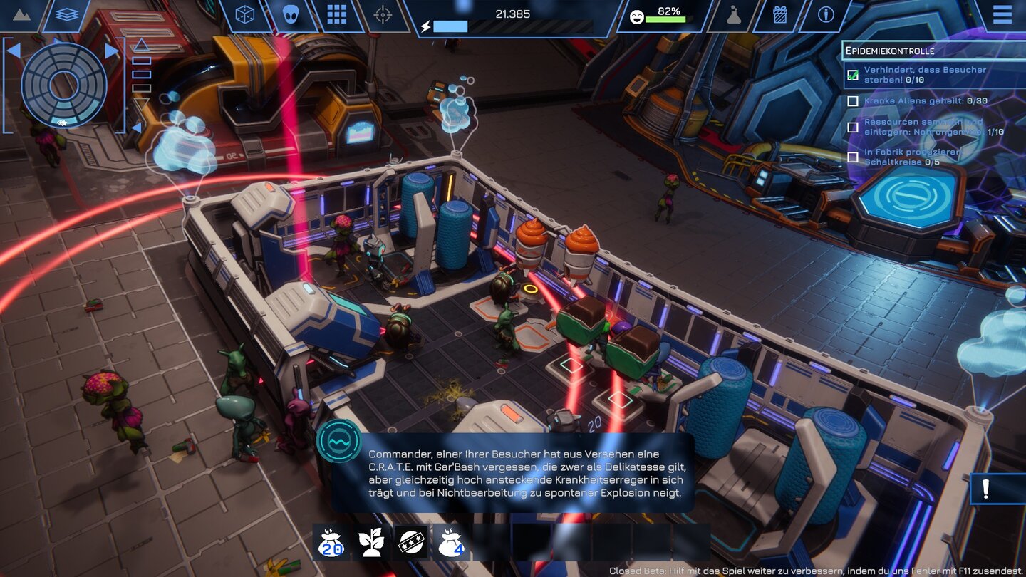 Spacebase StartopiaIn der Koje auf dem Sub-Text bekommen Alien-Besucher und Angestellte alles, was sie zum Leben brauchen. Für Getränke sorgt eine Slushy-Maschine.