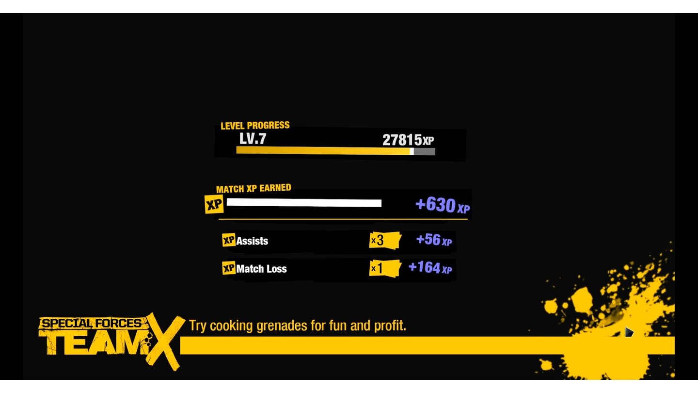 Special Forces: Team XNach jeder Partie bekommen wir unseren Erfahrungspunktezuwachs angezeigt. Dies sieht nicht nur lieblos aus, sondern geht auch ziemlich schnell von statten. Was wir genau bei jedem Levelaufstieg freischalten, bleibt vorerst ein Geheimnis.