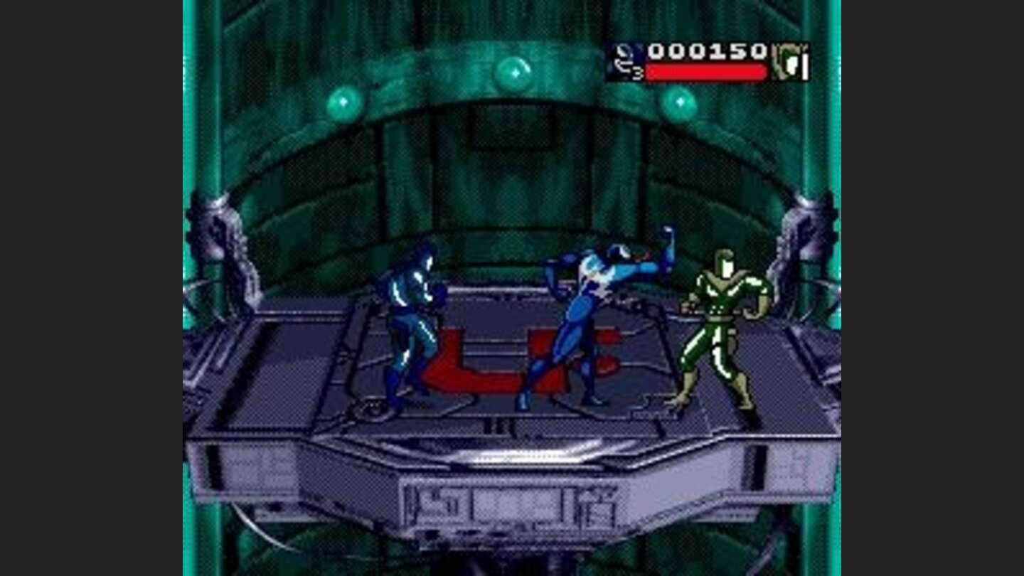 Venom is beating some guys while riding a platform