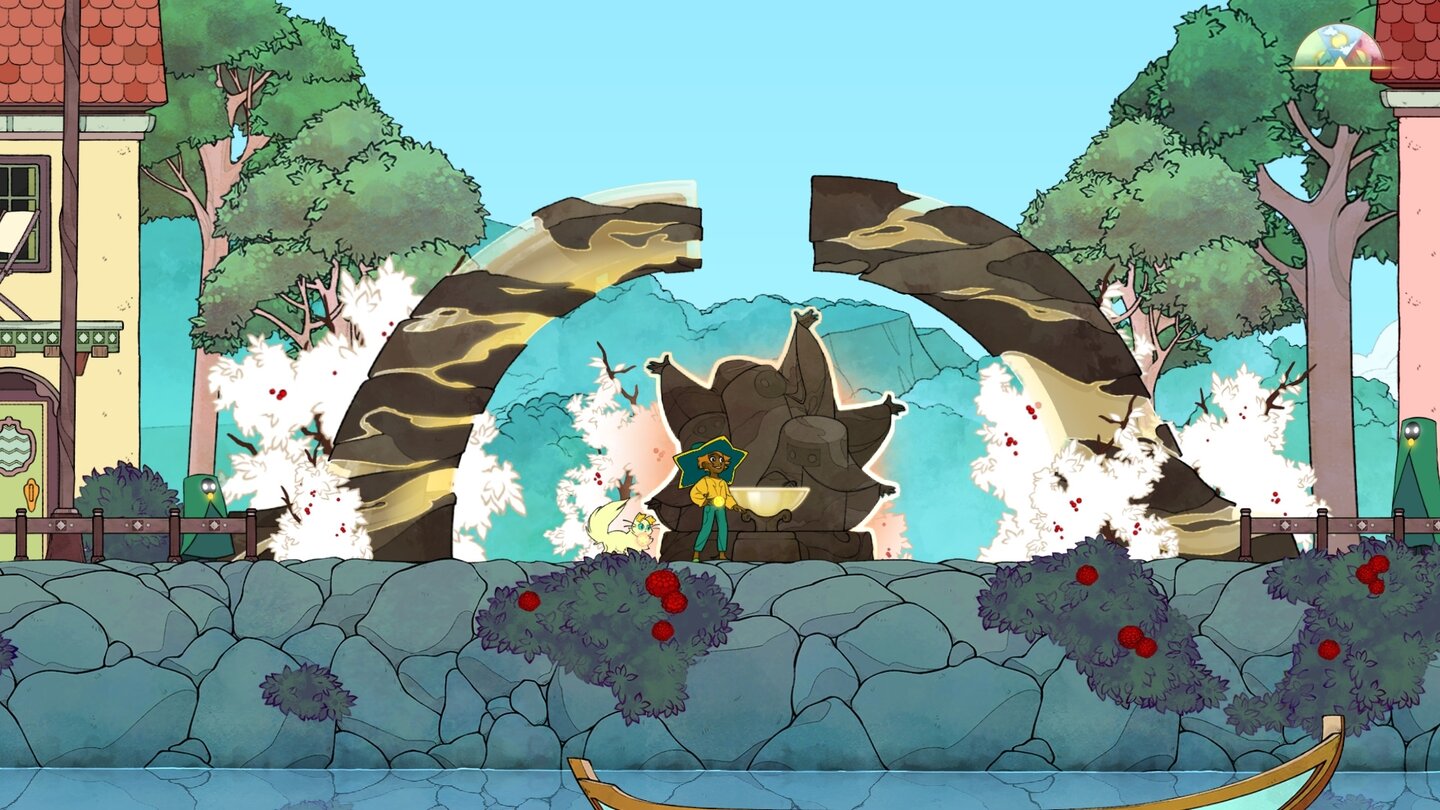 SpiritfarerAn solchen Altären schaltet ihr wie in einem Metroidvania neue Fähigkeiten für Stella frei, etwa einen Doppelsprung.