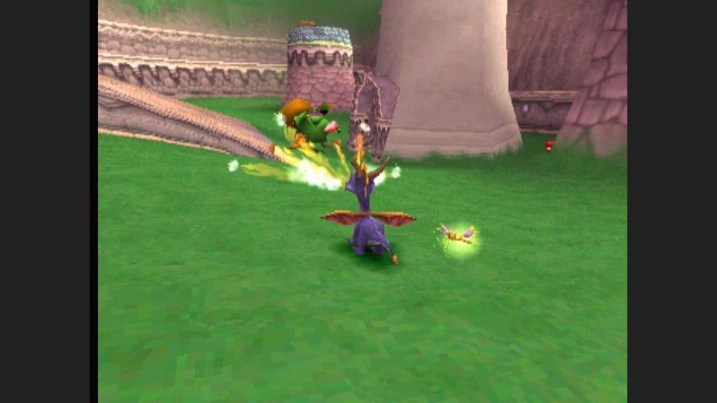 Spyro casts a flame on an enemy - a usual type of attack