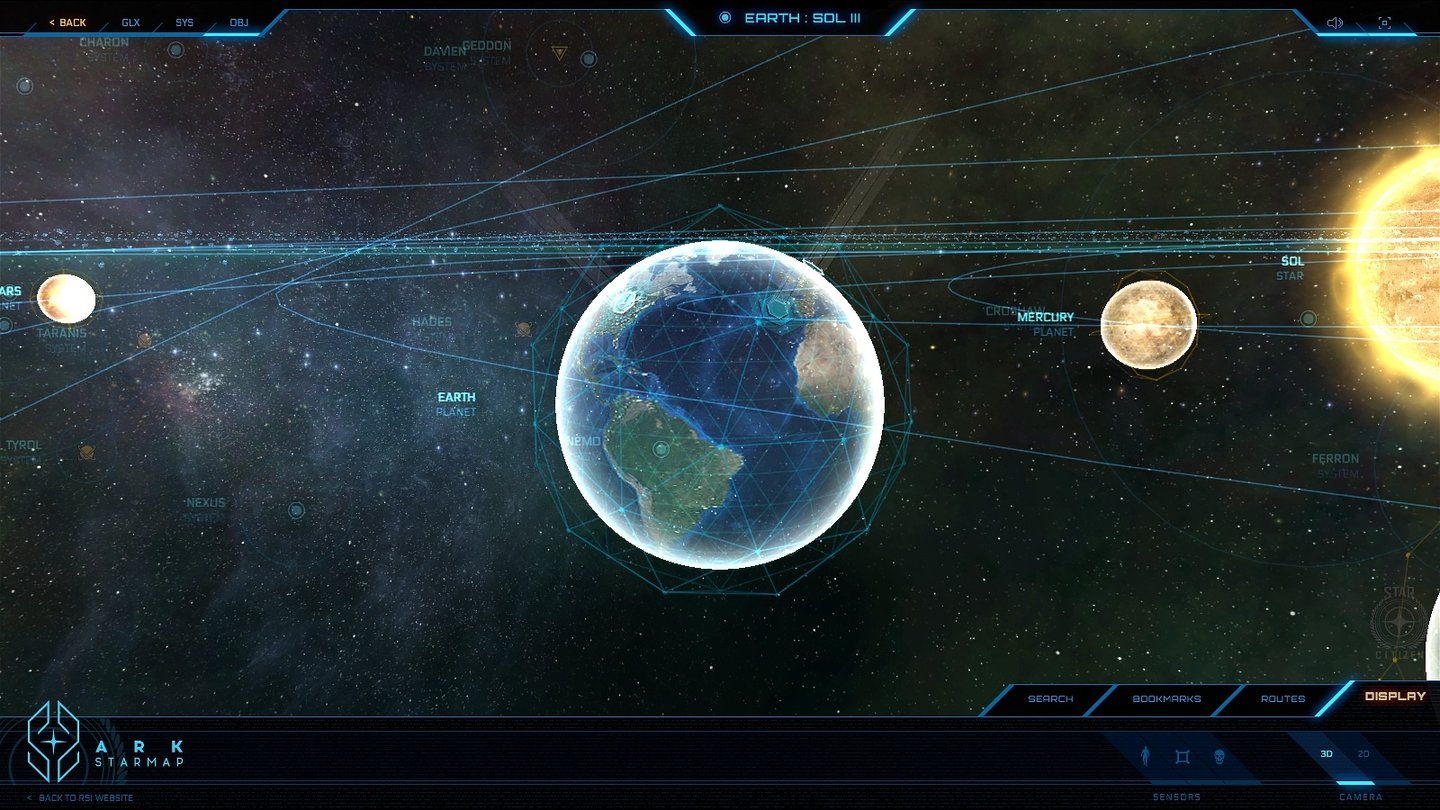 Star Citizen: Alpha 2.0Die Sternenkarte kann jetzt schon auf der offiziellen Webseite erkundet, Routen geplant und Planeteninformationen abgerufen werden.