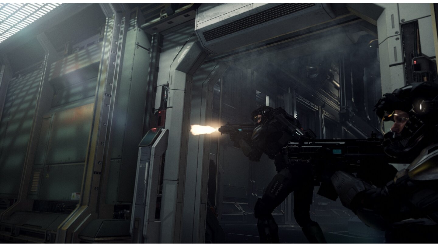 Star Citizen: Squadron 42Rund 30 Prozent der Kampagne wird als Shooter gespielt. Hier haben wir keine Kontrolle über unsere KI-Begleiter.