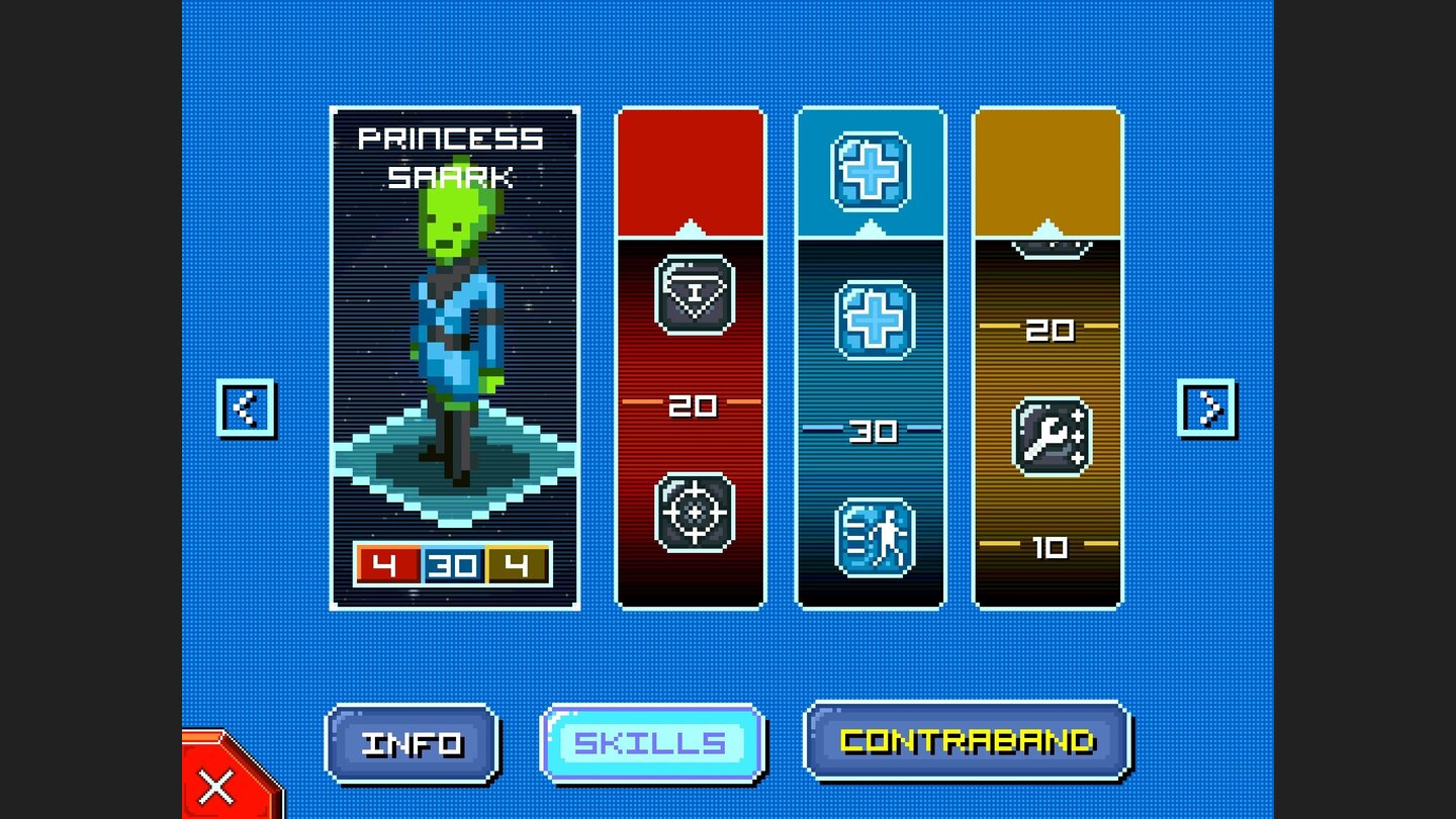 Star CommandJedes Crewmitglied sammelt Erfahrung: Prinzessin Saark hat hier den „Alle Heilen“-Skill erlernt.