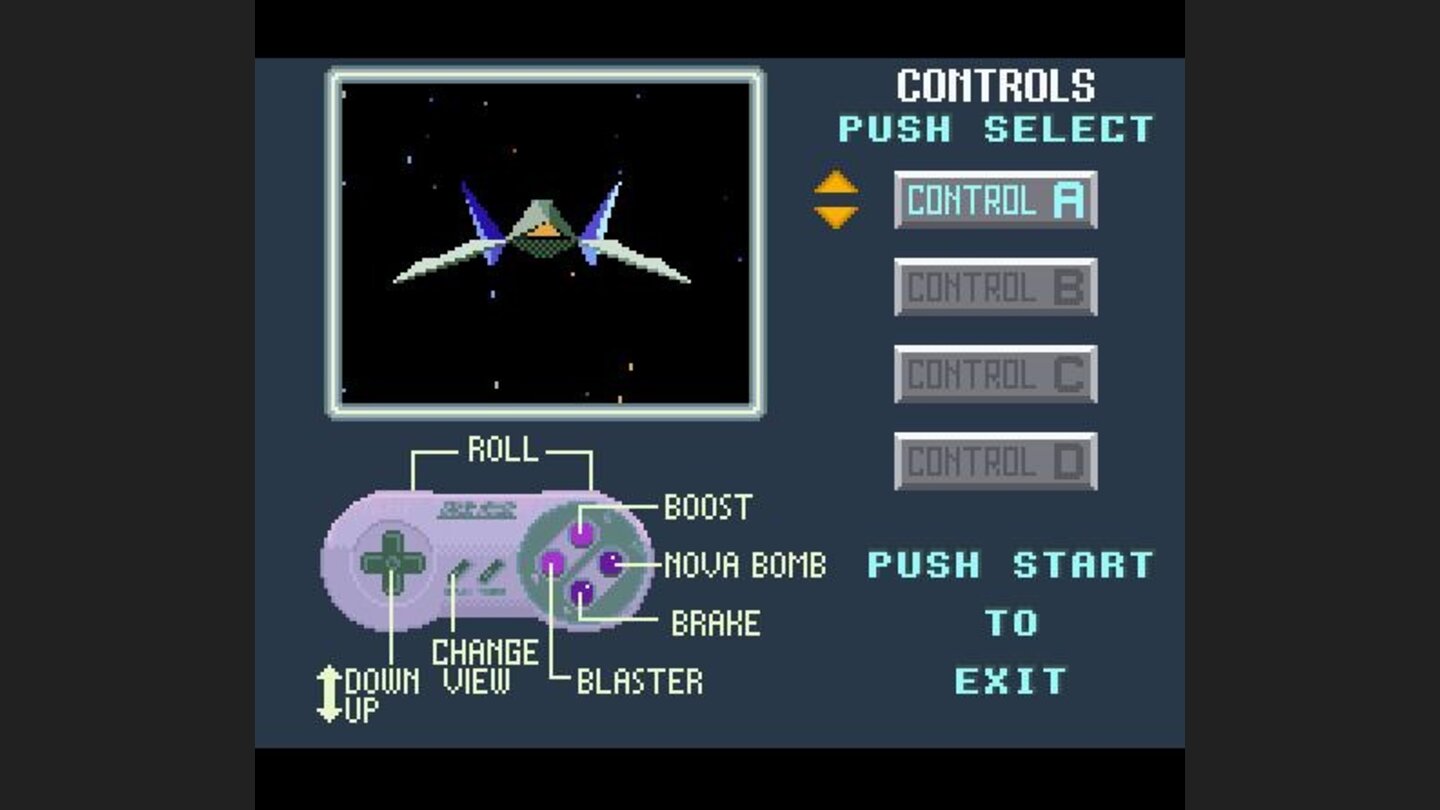 After the title screen you can configure your controls, and at the same time get a feel for the movement of your Arwing