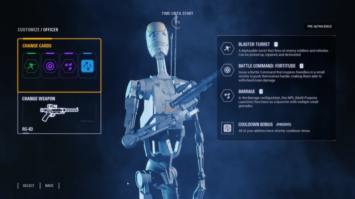 Star Wars: Battlefront 2Der Droiden-Offizier unterscheidet sich in seinem passiven Skill von seinem Klon-Kollegen. Statt Verbündete schneller zu heilen, verringert er die Cooldown-Zeiten ihrer Skills.