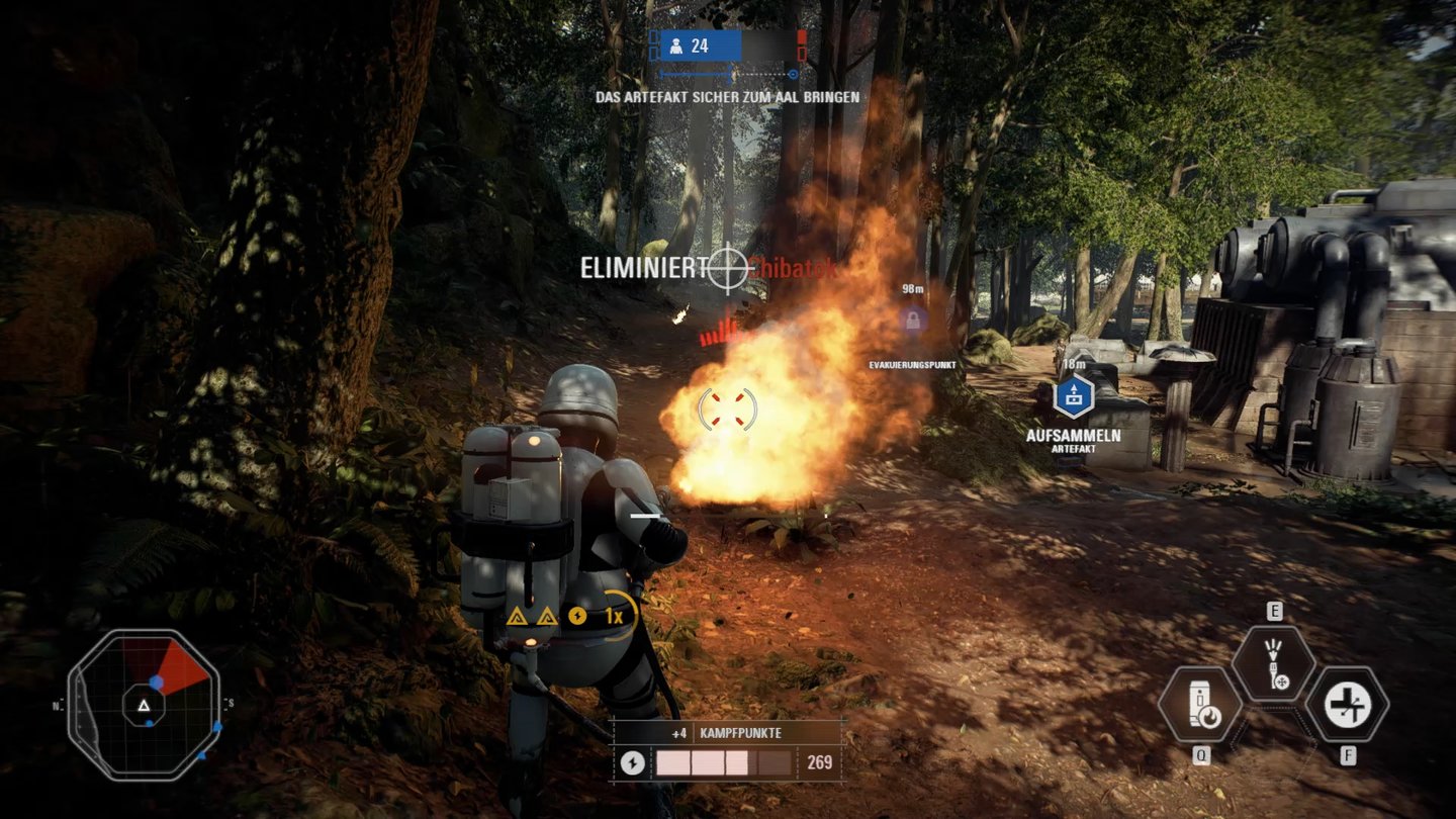 Star Wars: Battlefront 2Unsere im Match verdienten Kampfpunkte tauschen wir gegen mächtigere Einheiten wie diesen Stormtrooper mit Flammenwerfer ein.