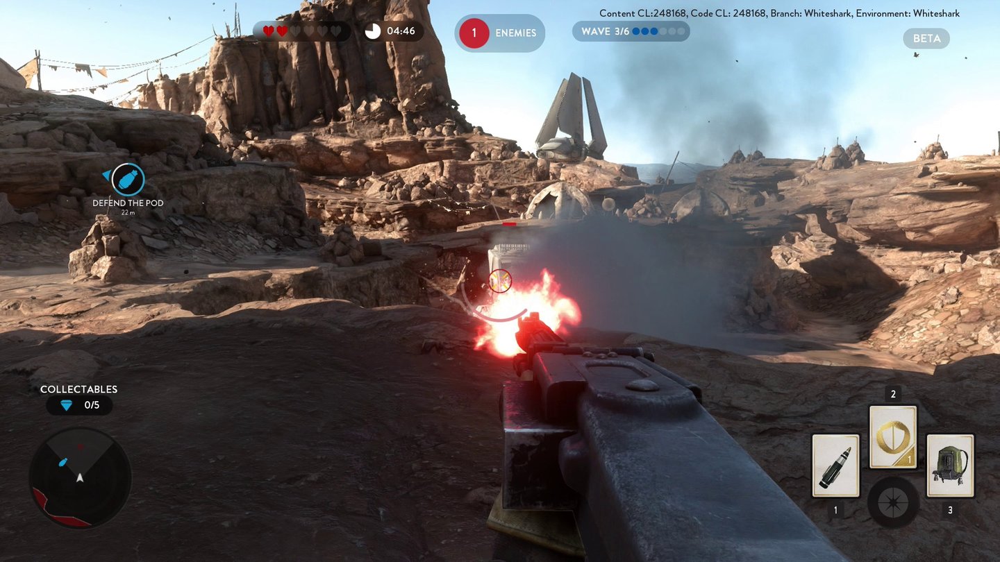 Star Wars: Battlefront - Screenshots aus der BetaDie Feindwellen im Überlebensmodus werden immer heftiger. Hier überrascht uns ein AT-ST.