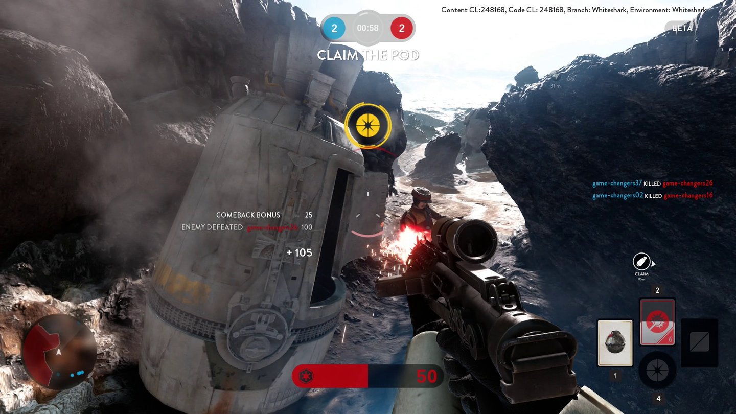 Star Wars: Battlefront - Screenshots aus der BetaGleichstand und nur noch wenig Zeit, den Pod einzunehmen - so spannend kann der Modus Abwurfzone sein.