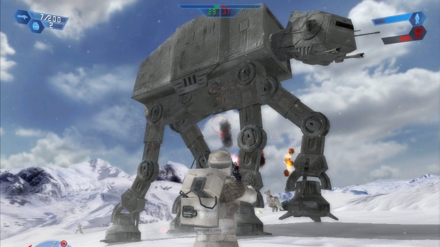 2005: Wo wollen Sie hin mit diesem … Ding?Walker von außen anschauen ist schön und gut, Walker steuern hingegen unbezahlbar. Vor allem, wenn dabei in Battlefront vorlautes Rebellenpack unter die Stahlfüße gerät.