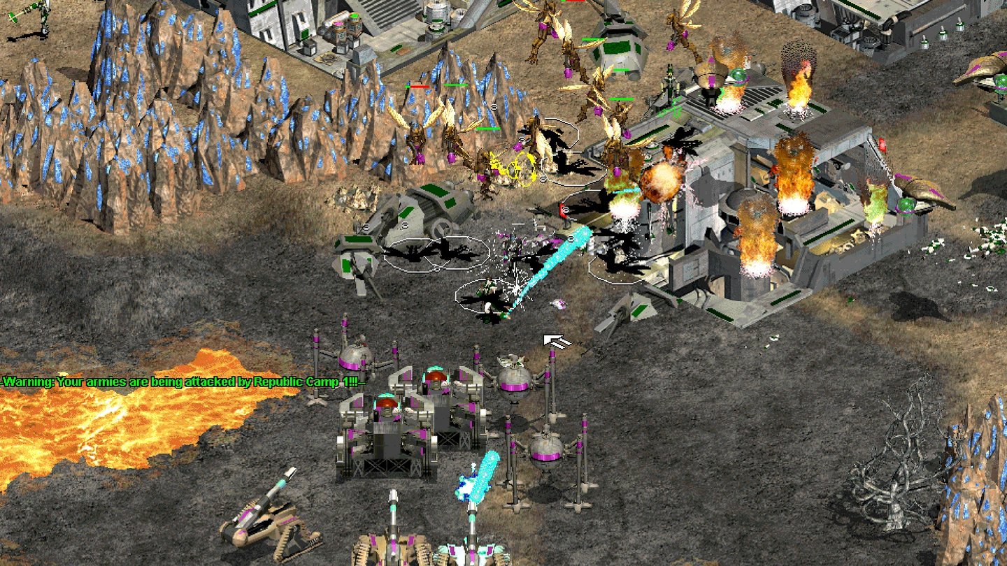 Star Wars: Galactic Battlegrounds (2001)Man nehme die Engine von Age of Empires 2, kreuze sie mit Star Wars und heraus kommt… etwas Merkwürdiges. Ressourcen sammeln und Gebäude errichten passt nicht wirklich zur Lizenz, aber das Echtzeitstrategiespiel ist grundsolide. Hey, wer wollte nicht schon immer mal eine Wookie-Armee aufbauen? Kleinteilige, aber charmante Sprite-Grafik.