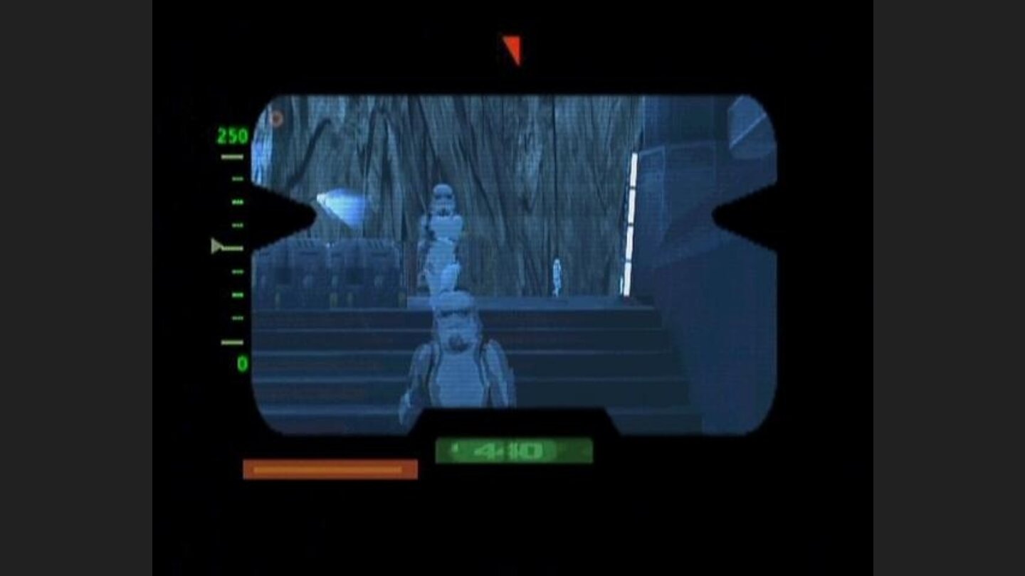 Kyle using binoculars just to see Stormtroopers rushing towards him.