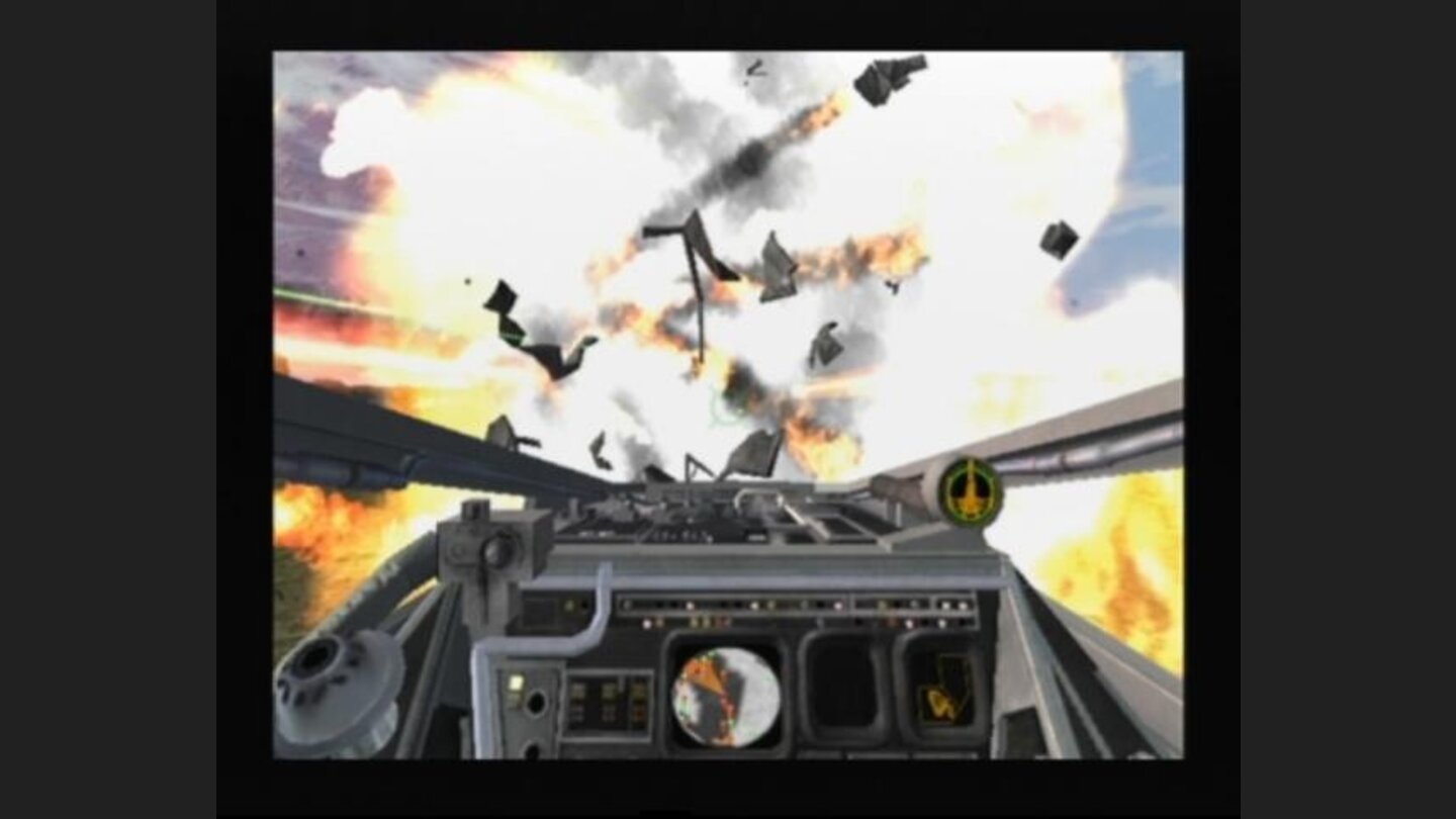 Target destroyed at the last second (cos if you ram it, you die, of course)