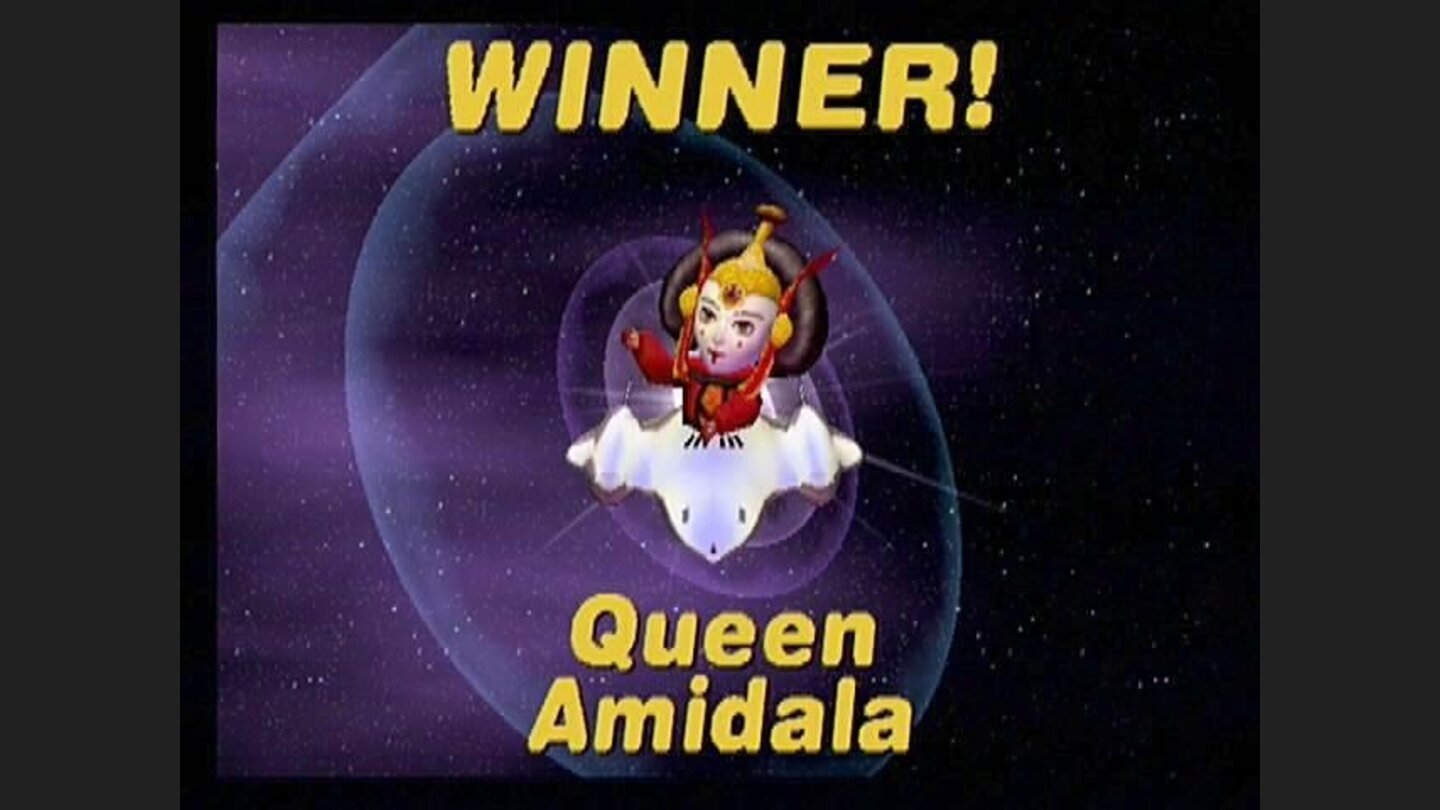 Have ship, will race. Each character sports a related vehicle as their racer, as Amidala uses her reflective Royal Transport.