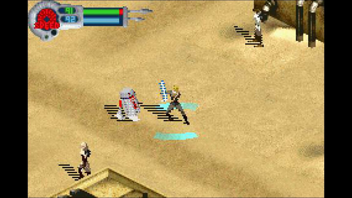 The New Droid Army (2002)Zum Abschluss von 2002 kommt im November gleich noch ein Spiel exklusiv für den GBA. In The New Droid Army sind wir in einer isometrischen Perspektive unterwegs und begleiten Anakin Skywalker bei einer recht kuriosen Jagd nach Count Dooku. Das liegt nicht am Gameplay – das fällt plattform-typisch für die damalige Zeit recht simpel aus. Vielmehr endet The New Droid Army damit, dass Anakin Count Dooku besiegt und tötet – was ganz und gar nicht in den Star-Wars-Kanon passt, da Dooku im nächsten Film wieder frisch und munter ist. Das kleine Paradoxon wurde später schlicht mit einem Dooku-Doppelgänger erklärt.