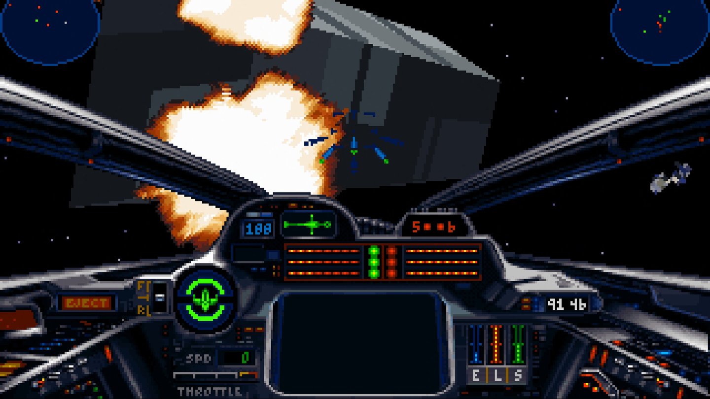 Star Wars: X-Wing (1993)Die Stunde des PCs hatte geschlagen: Mit realistischer 3D-Polygongrafik, anspruchsvoller Steuerung und feiner Präsentation landetder Rebellen-Flugsimulator in den Herzen vieler Star-Wars-Fans. An Bord von X-, Y- und A-Wing-Schiffen nehmen wir’s in komplexen Missionen mit imperialen Schergen auf. Schwer, aber faszinierend.