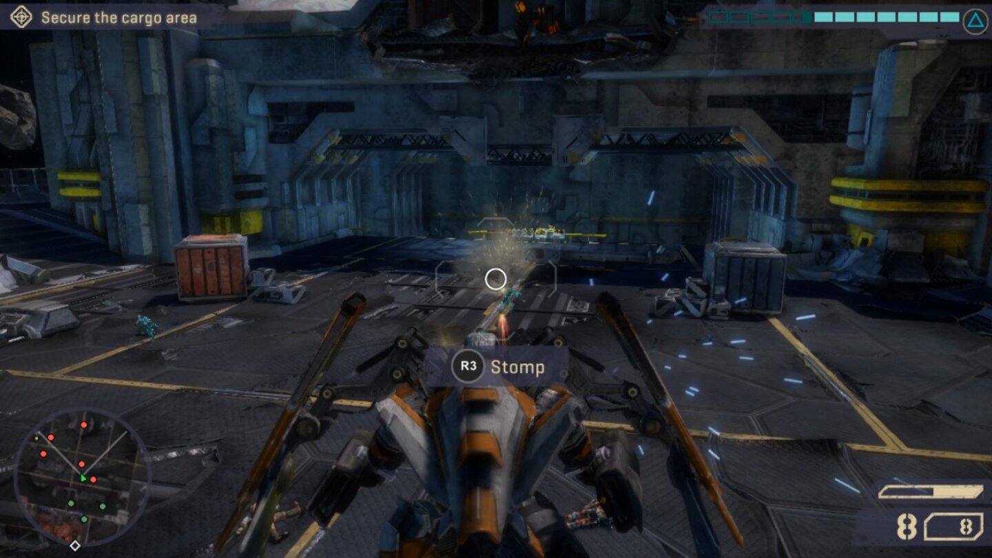 StarhawkMit Druck auf R3 lässt der Hawk-Mech eine Stamp-Attake los. Autsch!