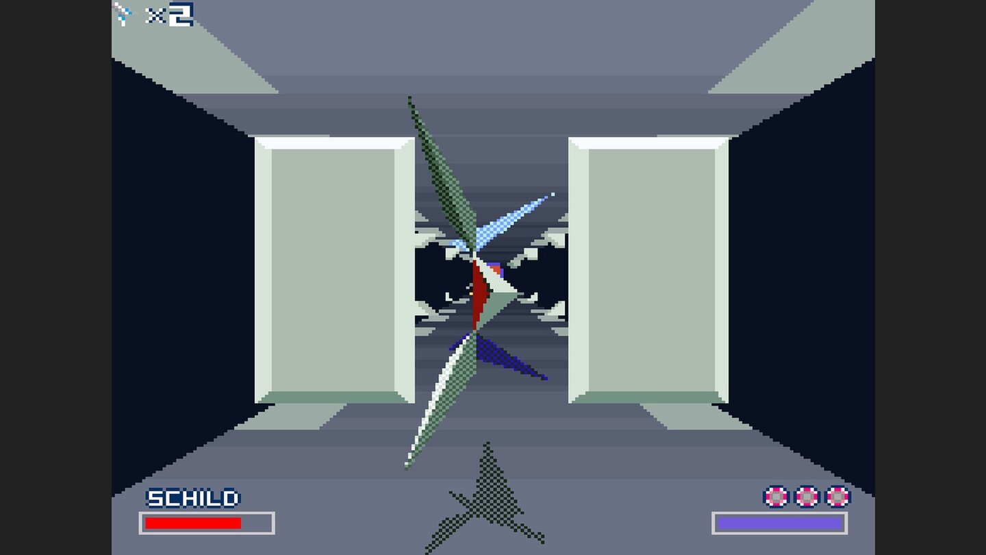 StarwingBeim Angriff auf Andross Raumflotte müssen die Kerne der Schiffe zerstört werden. Auf dem Weg dorthin sind Ausweichmanöver gefragt.