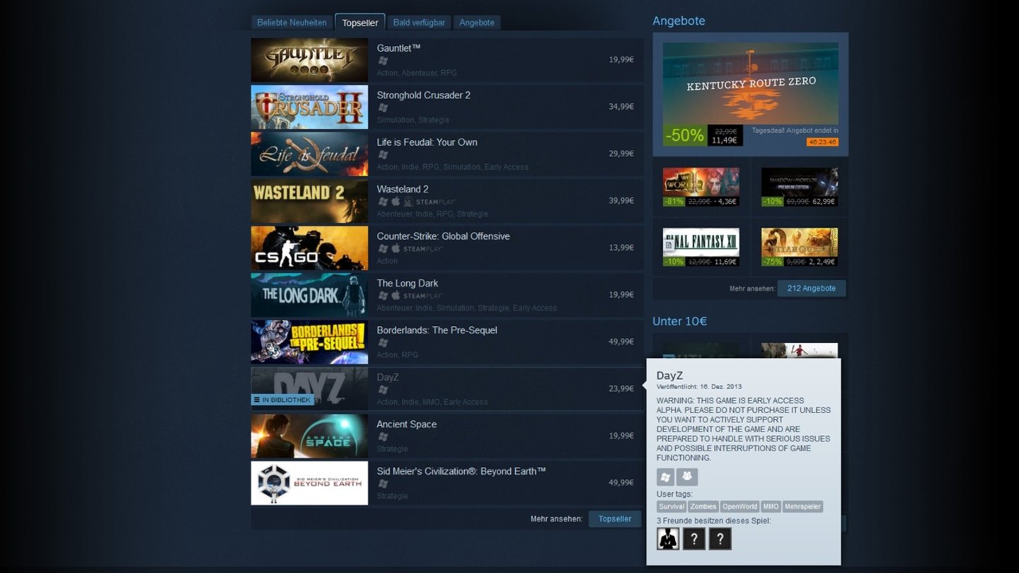 Steam - Screenshots zum Discovery-UpdateBereits gekaufte Titel werden im Shop als eben solche markiert und in Empfehlungslisten ignoriert.