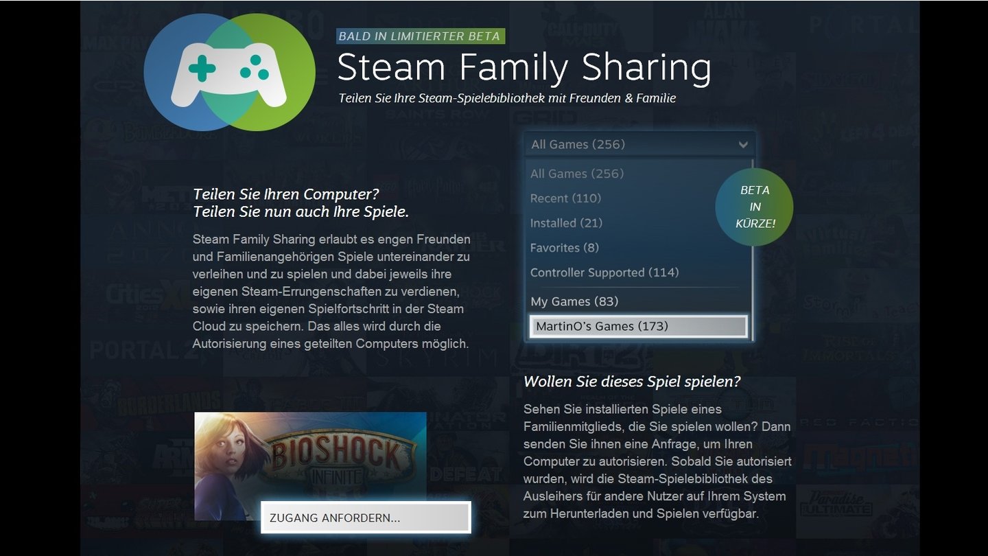 Mit der angekündigten Family-Sharing-Funktion macht Steam das, was Microsoft mit der Xbox One vorhatte: Der digitale Spielekatalog lässt sich mit Freunden und Familien teilen, ohne dass man seinen Account komplett abgibt.