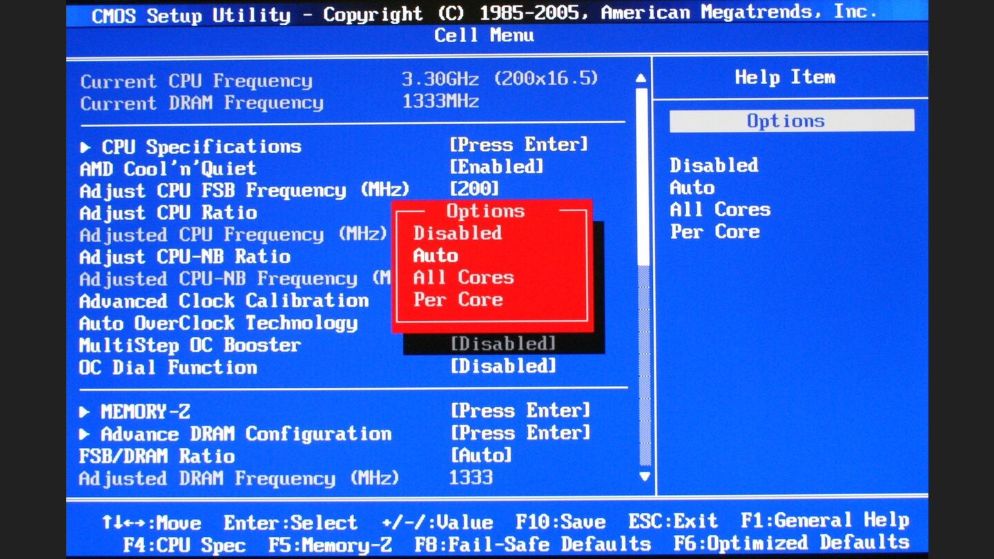 3.Schritt bei Mainboards mit ACC-NCC-Funktion: ACCNCC auf »Auto« stellen.