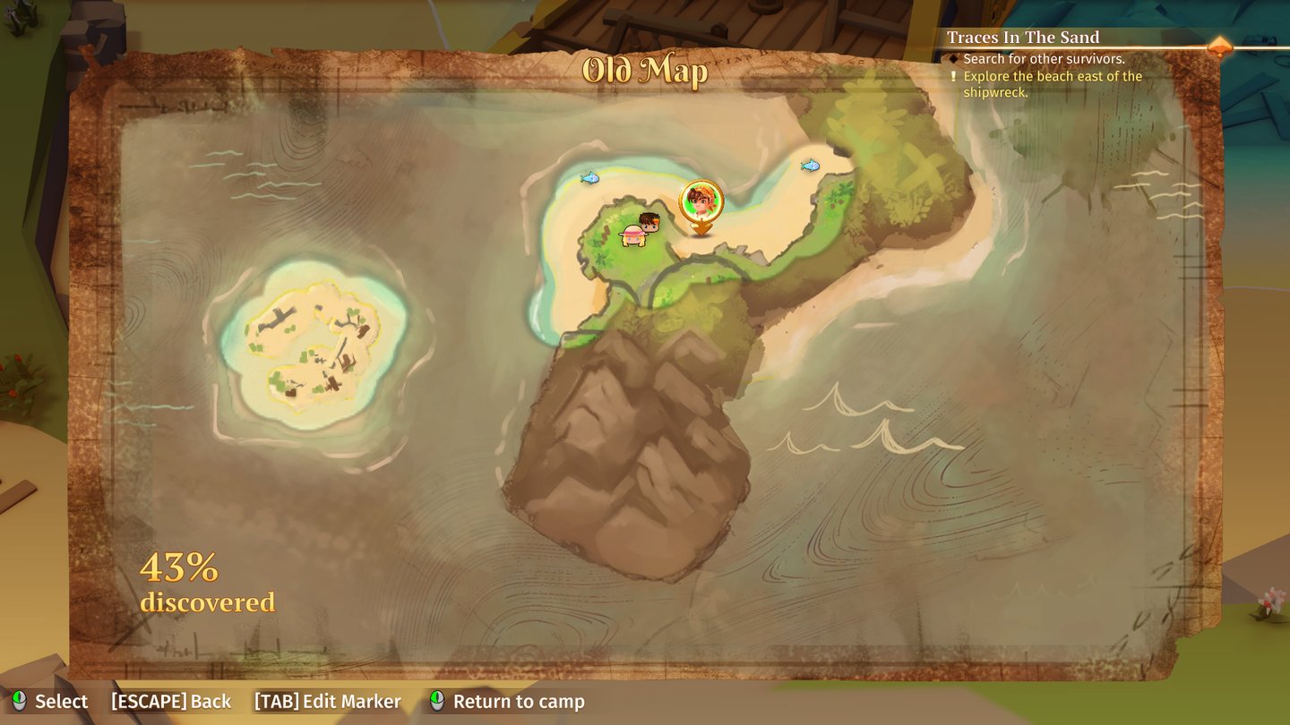 Stranded SailsDer Eindruck täuscht: Obwohl die Karte des Spiels relativ groß wirkt, sind die tatsächlichen begehbaren Areale ziemlich klein.
