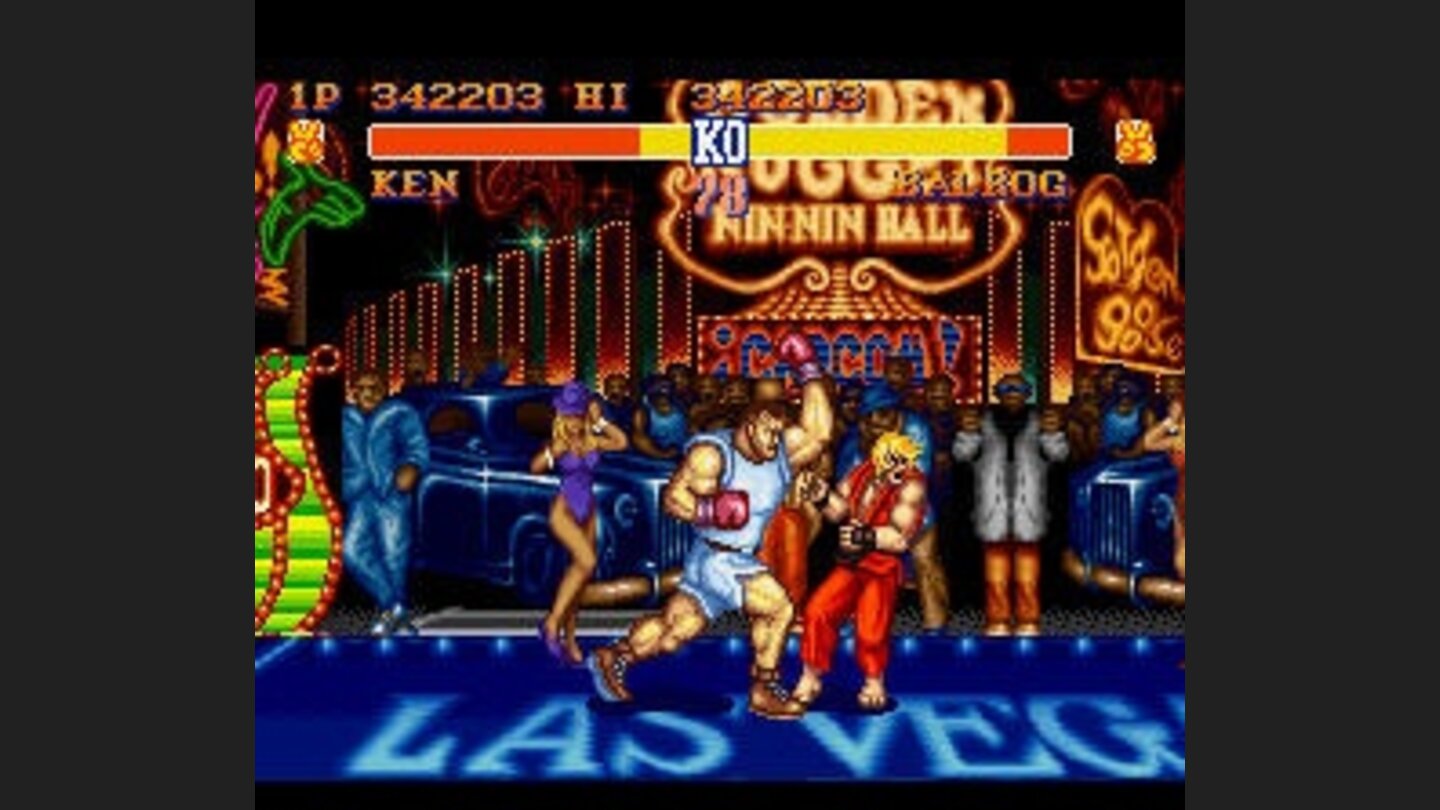 Ken takes an uppercut on the chin from first boss Balrog