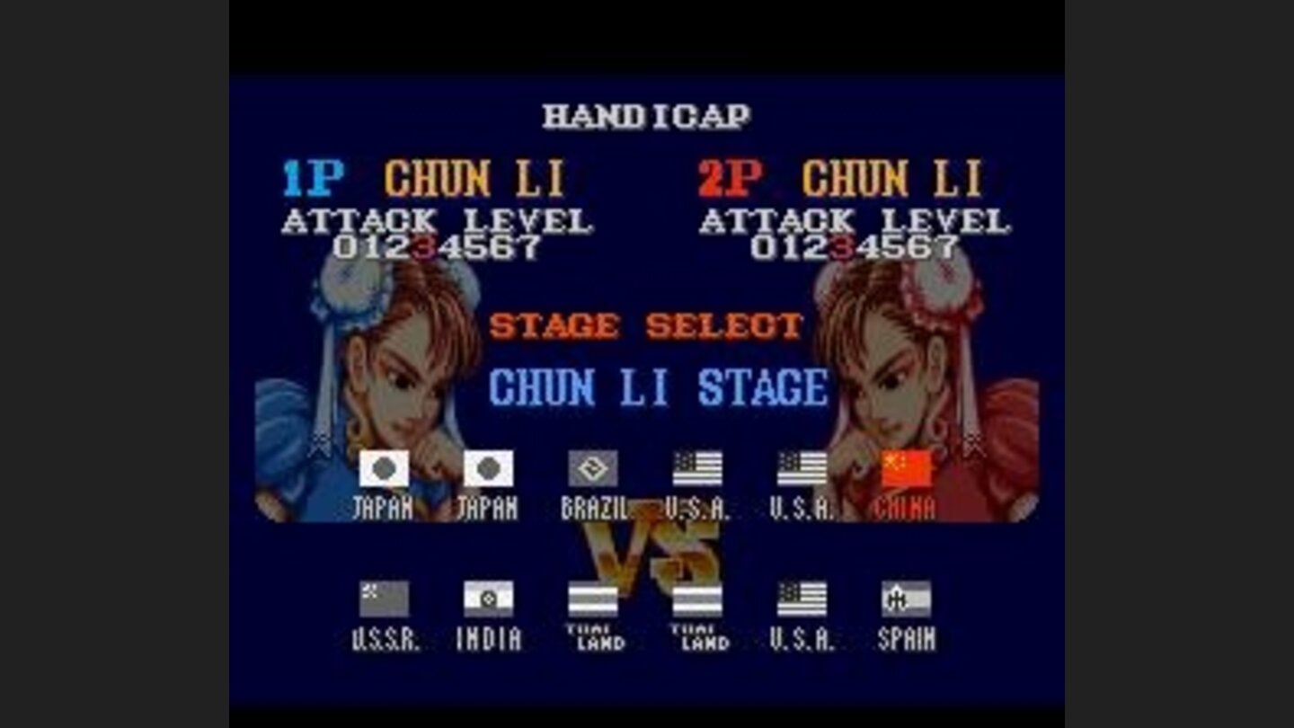 Configuring a VS. match: decrease (or increase) the damage level and choose one of the 12 stages available to battle.