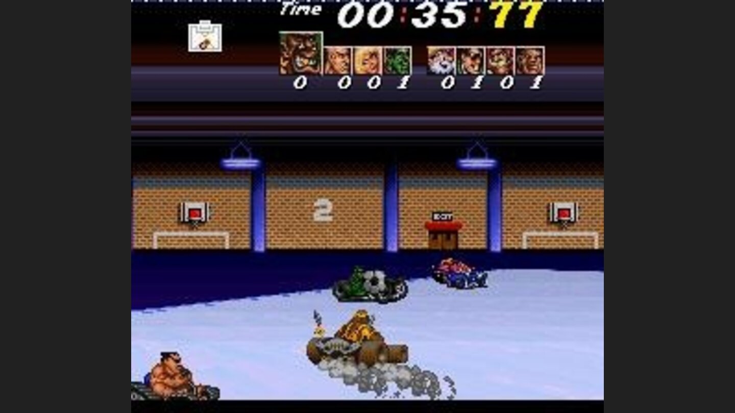 The soccer mode can also be played on an ice field
