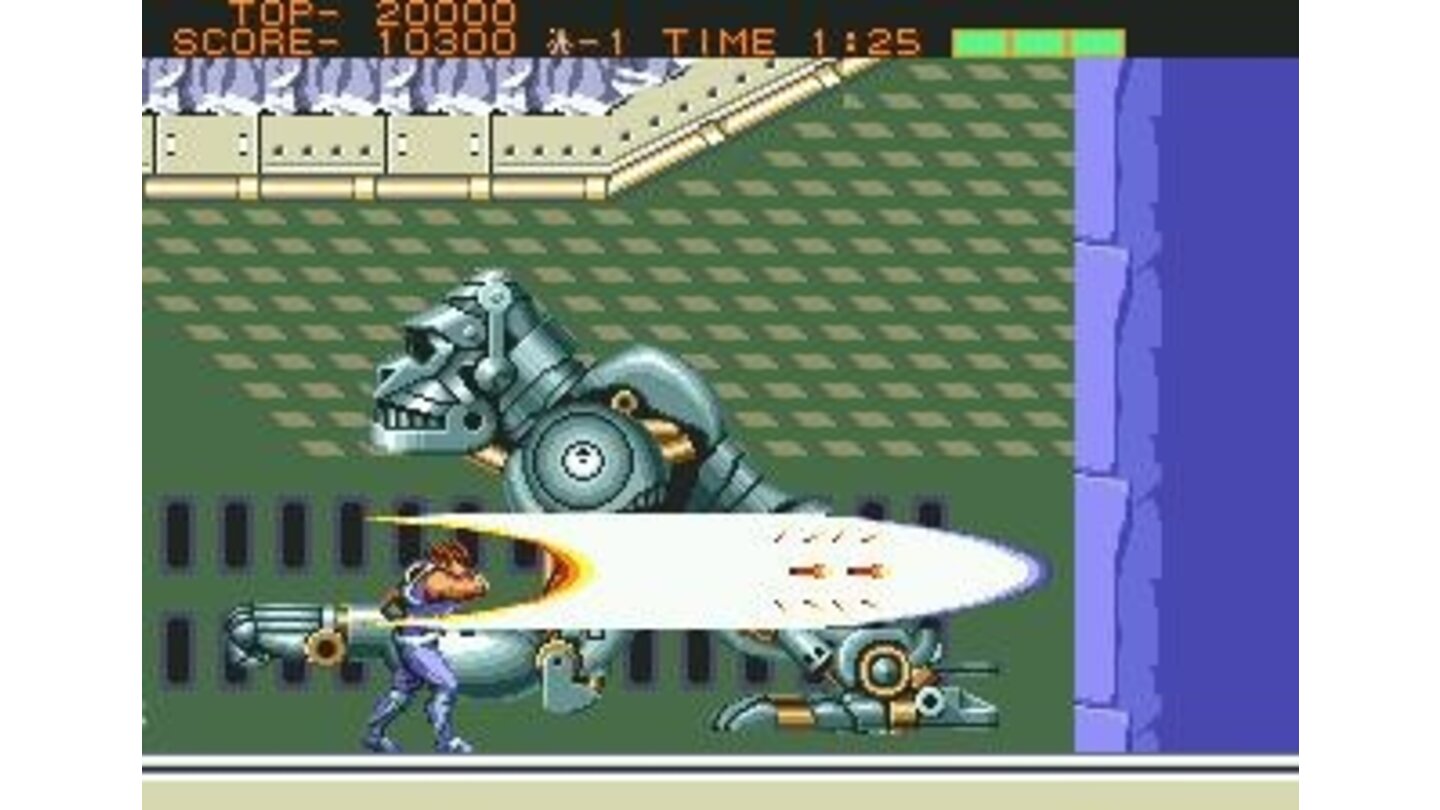 Taking on a mechanical gorilla in the second stage.