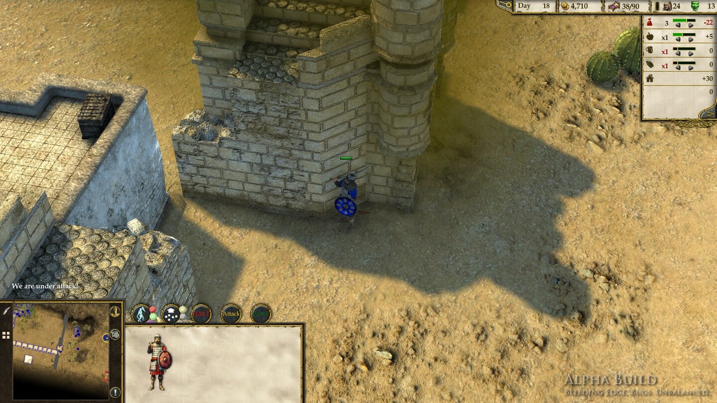 Stronghold Crusader 2 - Bugs der Alpha-VersionDieser Recke hat Feinde an der Burgmauer erschlagen, jetzt hängt er im Wall fest.