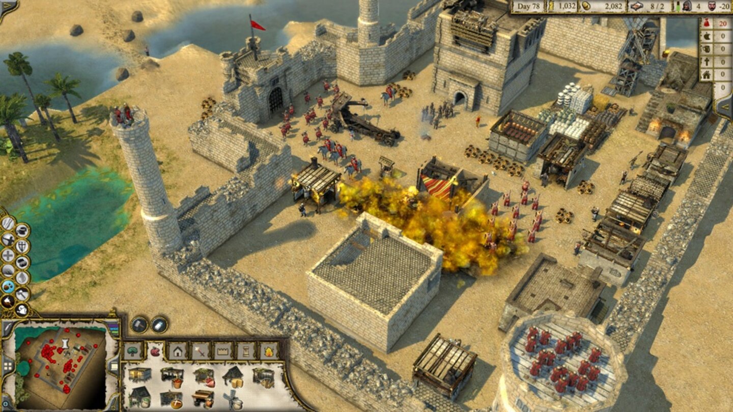 Stronghold Crusader 2Feuer ist nach wie vor eine der größten Gefahren für jede Festung. Bricht ein Brand aus, können die Flammen sehr schnell übergreifen.