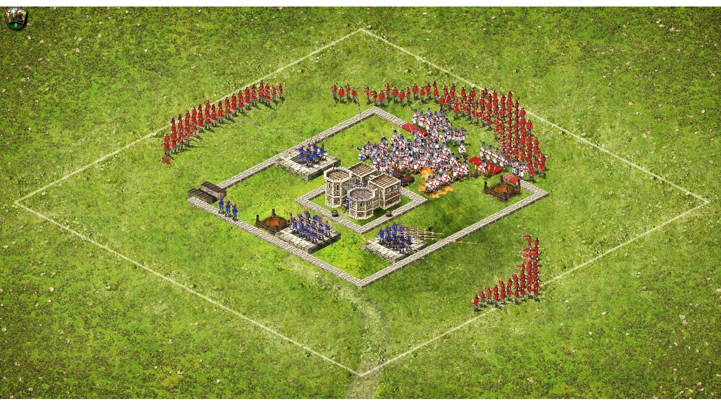 Stronghold KingdomsDer gleiche Kampf mit runtergeklappten Mauern.