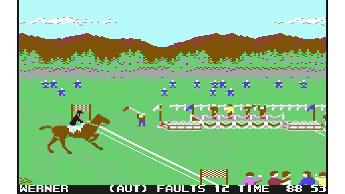 8. Summer Games 2 (1985)Sportspiele der Firma Epyx kamen zum Großteil ohne wilde Joystick-Rütteleien aus. Bei Summer Games 2 etwa waren in den Disziplinen Dreisprung, Hochsprung,Rudern, Speerwerfen, Springreiten, Fechten, Kajak und Radfahren eher Rhythmus und Geschick gefragt.