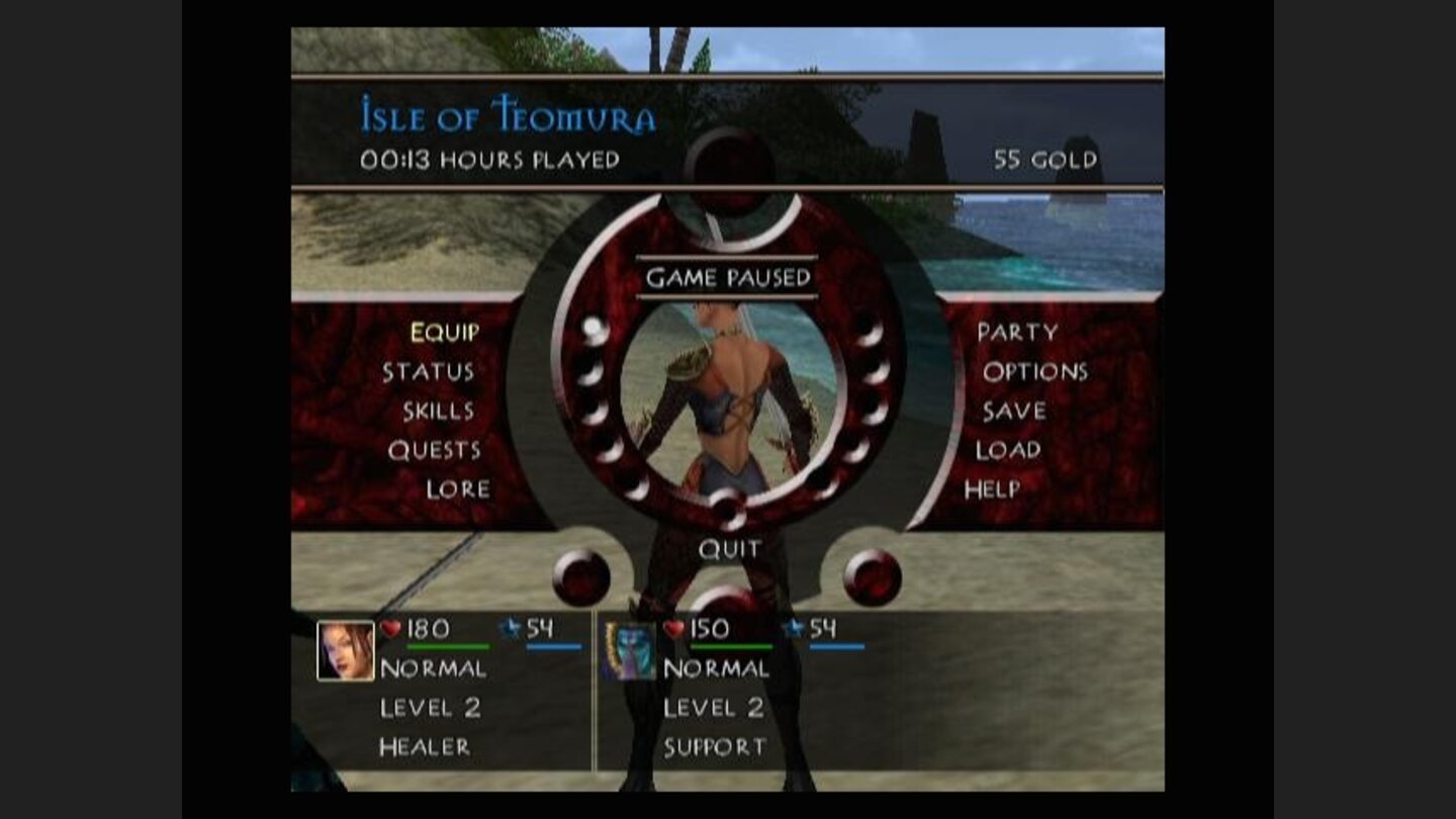 The game menu