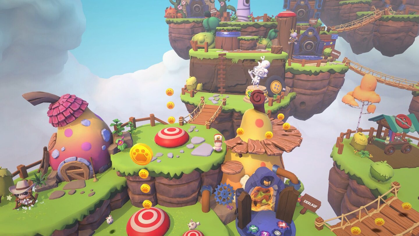 Super Luckys TaleDie vier Oberwelt-Levels sind grundsätzlich in 3D gehalten. Wie hier im Gemüsedorf erwarten euch darin etliche optionale Aufgaben.