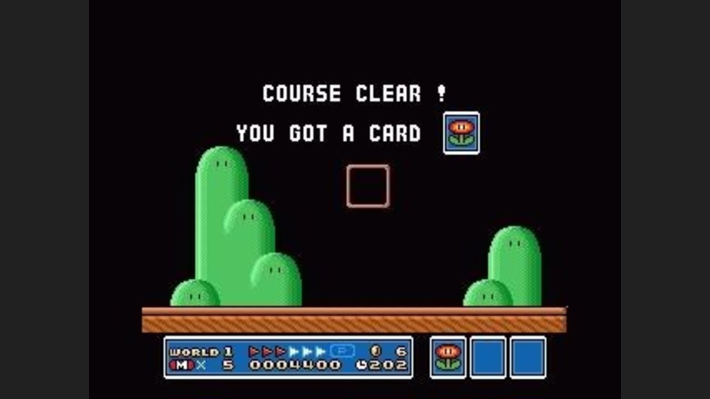 Course clear - you got a card! Those bonus cards could get you extra lifes, power mushrooms etc.